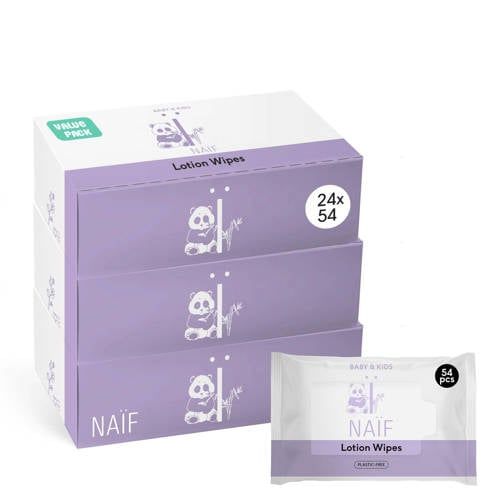 NAÏF 24 stuks - plasticvrije lotion billendoekjes