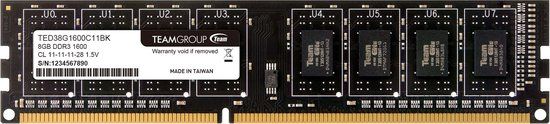 Team Group Elite 8GB DDR3 1600MHz RAM - TED38G1600C1101
