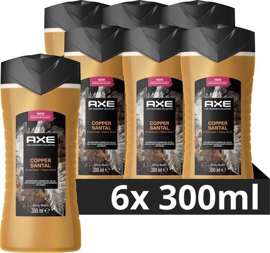 AXE Fine Fragrance Collection Copper Santal Douchegel - 6 x 300ml - Voordeelverpakking