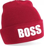 Bellatio Decorations - Boss tekst muts / beanie - onesize - rood