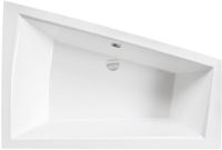 Badland INTIMA hoekbad 160 x 90 cm links wit met hoofdsteun met bamboe badplank
