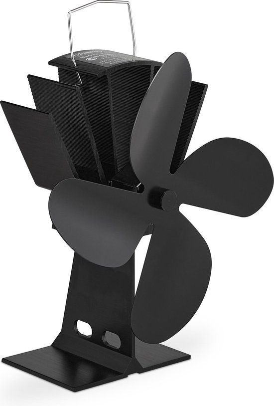 Relaxdays Kachelventilator voor Houtkachel - Zonder Stroom - Zwart