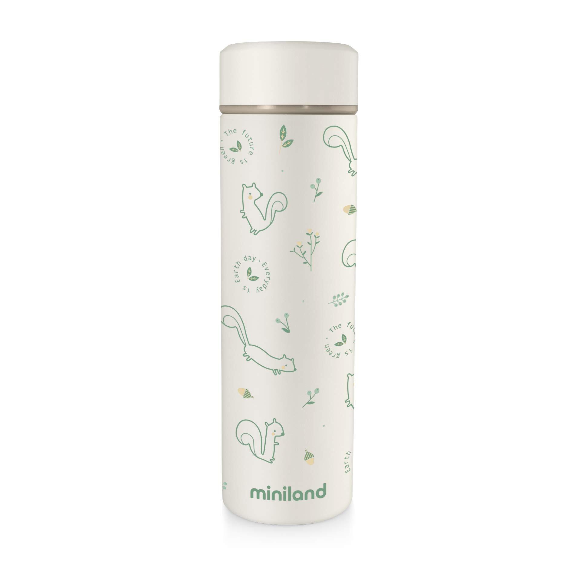 Miniland natuurlijke thermo Thermo s-fles beige /groen 450 ml