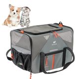 Ferplast VOYAGER Kattenmand, Hondenmand, Verstelbare Handgrepen en Schouderriem, Veiligheidsgordel, Dubbele Zijopening, met Kussen, Max 15 kg, 45x30xh33 cm, Grijs