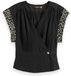 Scotch & Soda Top manches courtes col rond unie noir Femme Taille 38