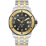 Bulova Heren Analoog Quarz Horloge met Roestvrij Stalen Band 98D175, Meerkleurig, Klassiek