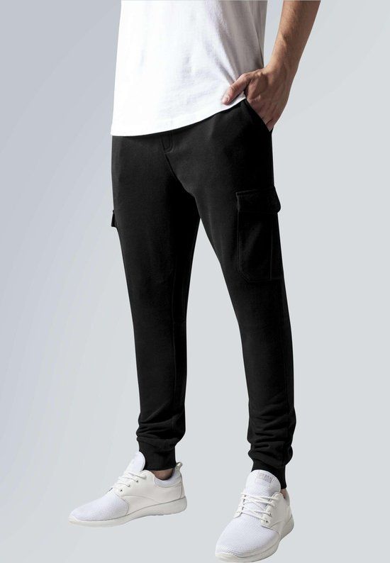 Urban Classics Heren Trainingsbroek - Fitted Cargo Sweatpants - Zwart - XL