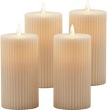 Merkloos Relaxdays LED-kaarsen - Set van 4 - Champagne - Ø 8 cm