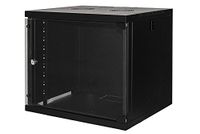 Connetto - Kast 19" 9 wandeenheden voor netten (H) 485 x (B) 540 x (D) 450 mm kleur zwart glazen deur