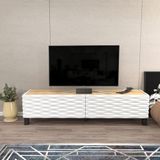 Hanah Home Support TV traditionnel, saphir et blanc, 149,2 x 35 x 38 cm, panneau de particules 100% mélaminé, épaisseur 18 mm, design élégant pour le salon