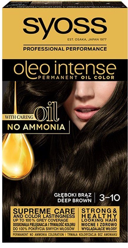 Syoss Oleo Intense Hair Dye Permanently Coloring From Oils 3-10 Deep Brown