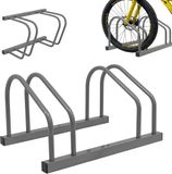Merkloos / Sans marque Relaxdays Fietsenrek Vloer- en Wandmontage, 2 Fietsen, tot 65 mm Bandbreedte, Garage & Hof, Staal, Zilver