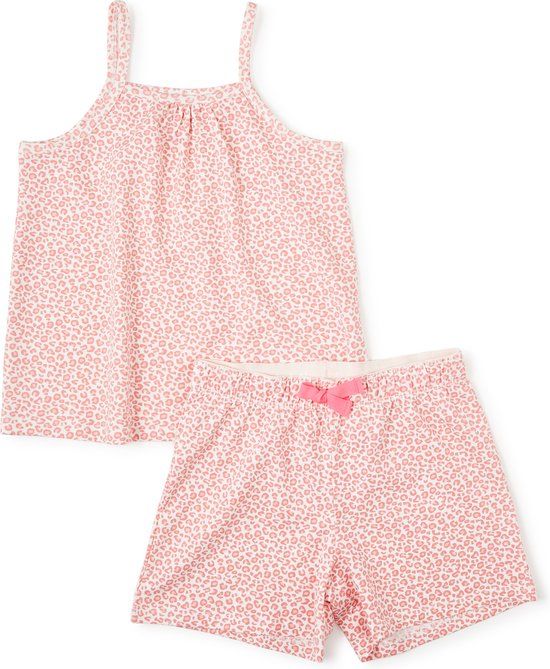 Little Label - Korte meisjes pyjama luipaard roze 110/116