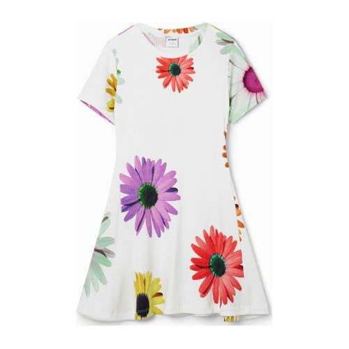 Desigual Gebloemde Jurk - Wit/Geel/Roze