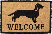 Merkloos Relaxdays Deurmat Kokos met Teckel en Tekst Welcome - 60 x 40 cm - Antislip - Binnen/Buiten
