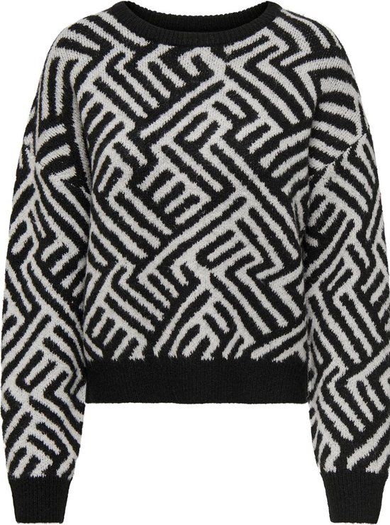 ONLY ONLTARA LIFE LS JQ O-NECK KNT Trui - Zwart - Dames - Maat M