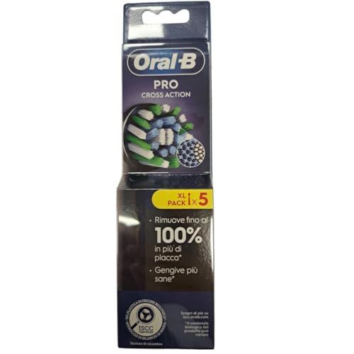 Oral-B Cross Action Elektrische tandenborstelkoppen, verpakking met 5 zwarte reserveborstels, schuine borstelharen die zich aan elke tand aanpassen voor een grondige reiniging