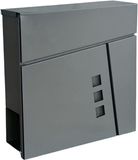 Merkloos Relaxdays Brievenbus met slot - 37,5x37x10,5 cm - krantenvak - metaal - antraciet