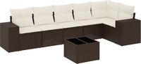 vidaXL 7-delige Loungeset met kussens polyrattan bruin