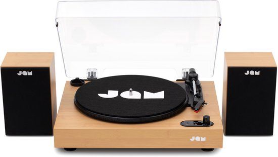 Jam - Bluetooth Platenspeler met speakers - Met Passieve boekenplank Speakers - LP Speler - Ingebouwde Stofkap