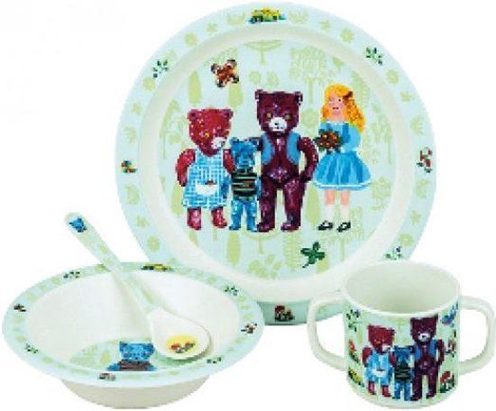 Ontbijtset Goudlokje - 4 delig - Groen - Melamine - Geschikt voor 1 persoon