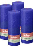 Bolsius - Rustieke Stompkaarsen - 4 Stuks - Blauw - 19cm - 85 branduren