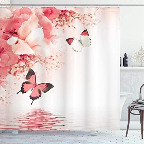 Yanyan Art Moderne Bloemen douchegordijn Liner wilde bloemen vlinders