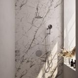 Brauer Chrome Carving Thermostatische Regendoucheset Inbouw - Hoofddouche 20 cm - Gebogen Wandarm - 3 Weg - Handdouche Rond 3 Standen - Doucheslang - Geintegreerde Glijstang - Chroom