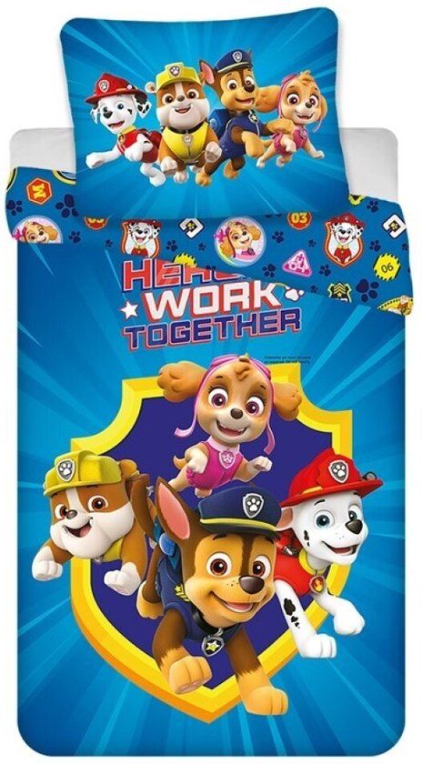 4KidsOnly PAW Patrol Dekbedovertrek Hero's Work Together 140 x 200 cm - 65 x 65 cm
