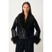 Modström faux fur jas met imitatiebontkraag - zwart