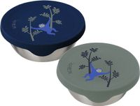 Fresk Snackbox voor Kinderen - 2 stuks - RVS Snackdoos - Vaatwasserbestendige Bewaarbakjes - Fruitbakje School - Vershoudbakjes - Fruitbox - Blauw - Monkey