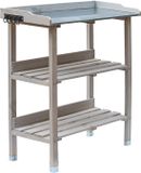 Merkloos Famanu Houten plantentafel voor tuin, terras en balkon - 76 x 38 x 91 cm - Weerbestendig met zinkplaat en 2 planken