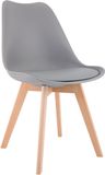 CLP Linares Eetkamerstoel - Design Keukenstoel - Scandinavisch Kuipstoel - Houten Poten Kunststof/grijs