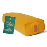 #DoYourYoga - Hoekig Yoga bolster - »Paravati« - Meditatiekussen met bio-organische Spelt vulling - L67 cm & diam.13 cm - indisch geel