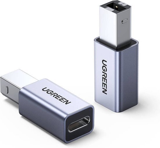 Ugreen USB 2.0 B Male naar USB C Female Printer Adapter USB C Printer Adapter Aluminium voor USB C kabel.