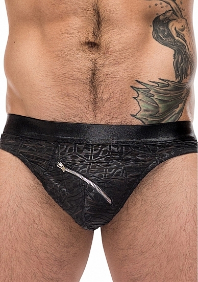 Male Power Zip Thong - Black - L/XL L/XL