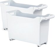 PlasticForte Trolley - Set van 6x stuks - wit - L45 x B17 x H29 cm - opberger op wieltjes
