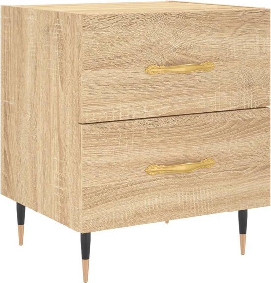 vidaXL Nachtkastje 40x35x47,5 cm bewerkt hout sonoma eikenkleurig