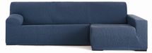 Housse de canapé, modèle fauteuil long, en Élasthanne, couleur bleue, avec longues accoudoirs, pour le côté droit