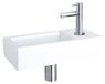 Differnz Helios Fonteinset - Lavabo en Céramique Blanc - Robinet d'eau froide droit chromé inclus - Bouchon de vidange Toujours Ouvert - Pour fixation murale - Dimensions 37,5 x 18,5 x 9 cm