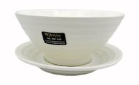 Wilmax WL-991146/AB porseleinen kom & schoteltje, wit, 545 ml capaciteit, 15 cm diameter