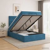 vidaXL Ottoman bed met matras Donkerblauw 120 x 190 cm Fluweel