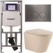 Geberit QeramiQ Dely Toiletset - Diepspoel - Rimless - Geberit UP320 Inbouwreservoir - Softclose Toiletzitting - Gunmetal Bedieningsplaat