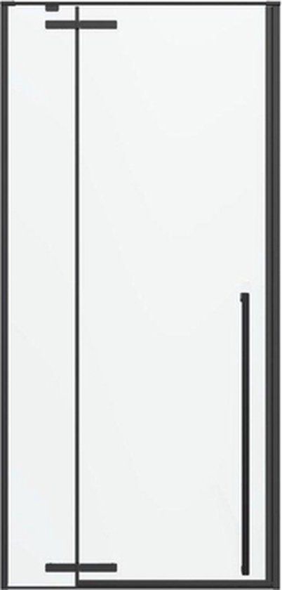 Royal Plaza Guard draaideur met 1x vast deel 90x200cm mat zwart - helder glas