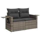 vidaXL 10-delige Loungeset met kussens, polyrattan, lichtgrijs