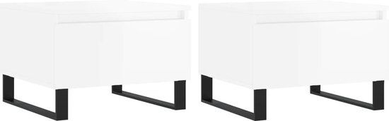 vidaXL Salontafels - 2 stuks - bewerkt hout - hoogglans wit