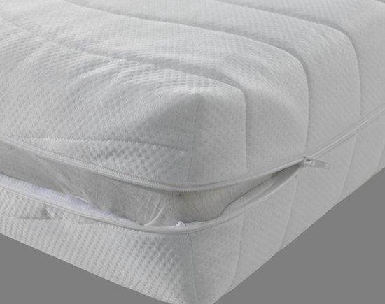 Merkloos / Sans marque Matrashoes de Luxe met rits - 180x210 cm - Wit - Microvezel