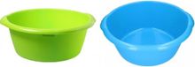 2x Grand bac à vaisselle bleu / vert 25 L 50 cm - bacs à vaisselle de camping