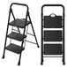 Escalier en acier, 3 marches, avec système de sécurité, capacité de 150 kg, pliable