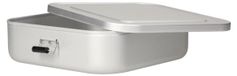 Boîte à provisions Quadrado large - Boîte à pain robuste en aluminium avec poignées de serrage, idéale comme boîte à déjeuner ou boîte à casse-croûte pour le travail et l'école - Argenté
